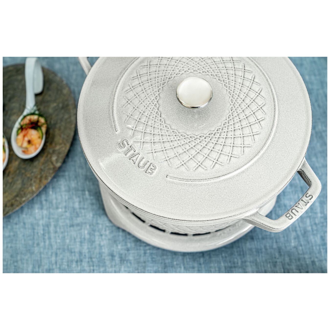 Staub Cocotte Twist okrúhly hrniec 24 cm/4 l biela hľuzovka, 1023541