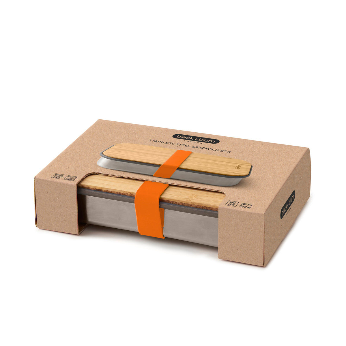 Box na občerstvenie Black+Blum s bambusovým vekom 0,9 l, oranžový, BAM-SB003