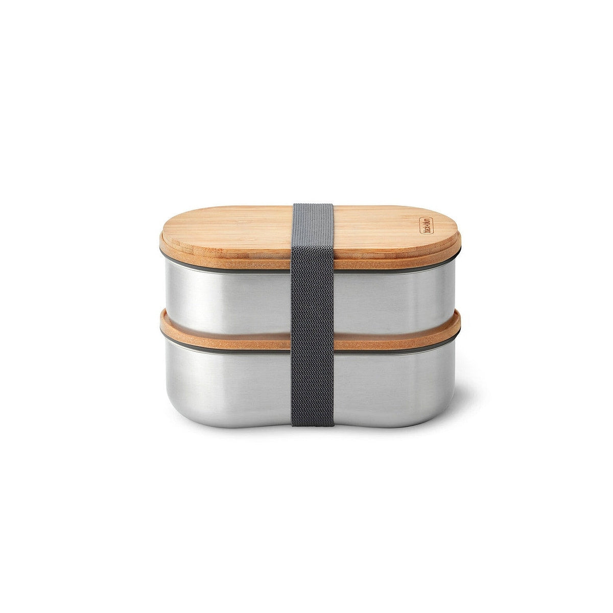 Black+Blum Bento svačinový box s bambusovým víkem a vidličkou 1 l, grey, BAM-BT-L016