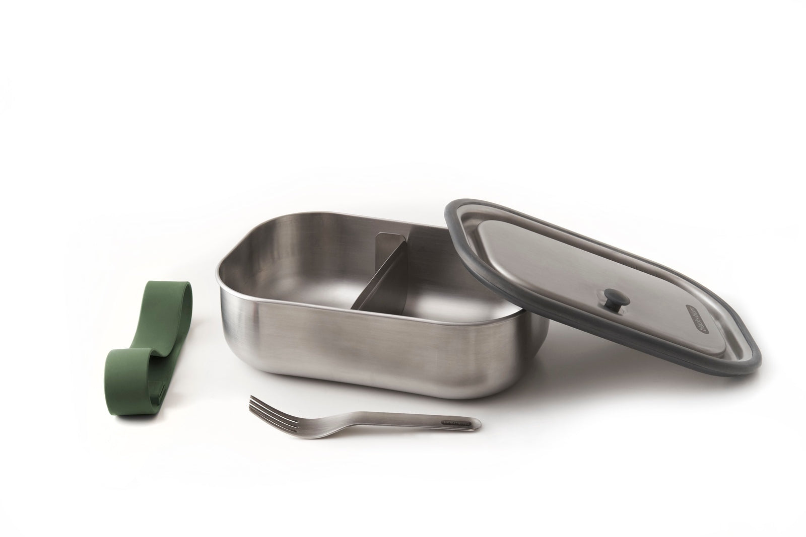 Black+Blum stainless steel snack box with fork 1 l, olive, BAM-SS-L010