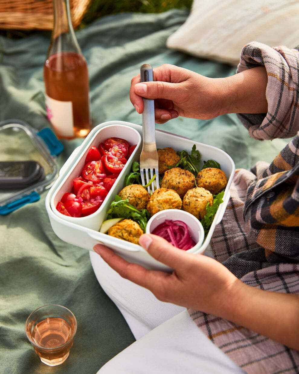 Black+Blum Originálny box na občerstvenie s vidličkou 1 l, oceán, BAO-BA005