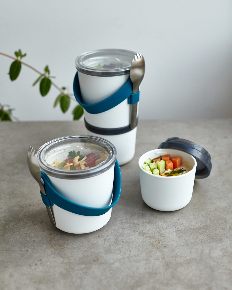 Black+Blum Original dvojdielna nádoba na desiatu s lyžičkou 0,9 l, oceán, BAO-BP005