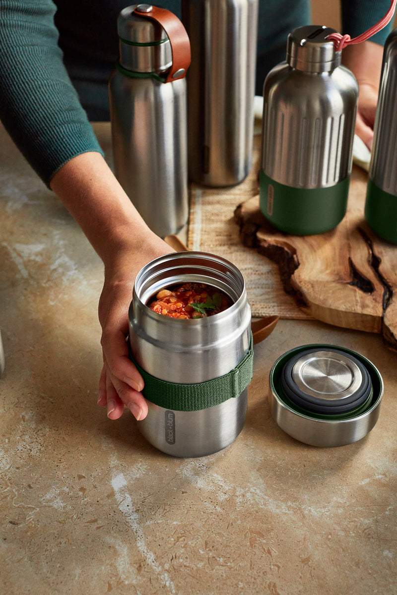 Cestovná dóza na potraviny Black+Blum s lyžicou 0,4 l, olivová, BAM-FFB-S010