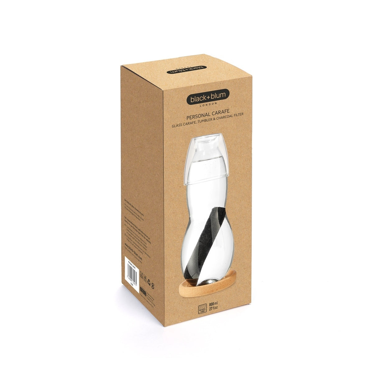 Black+Blum glass water carafe with glass, coaster and filter 0,8 l, EC003