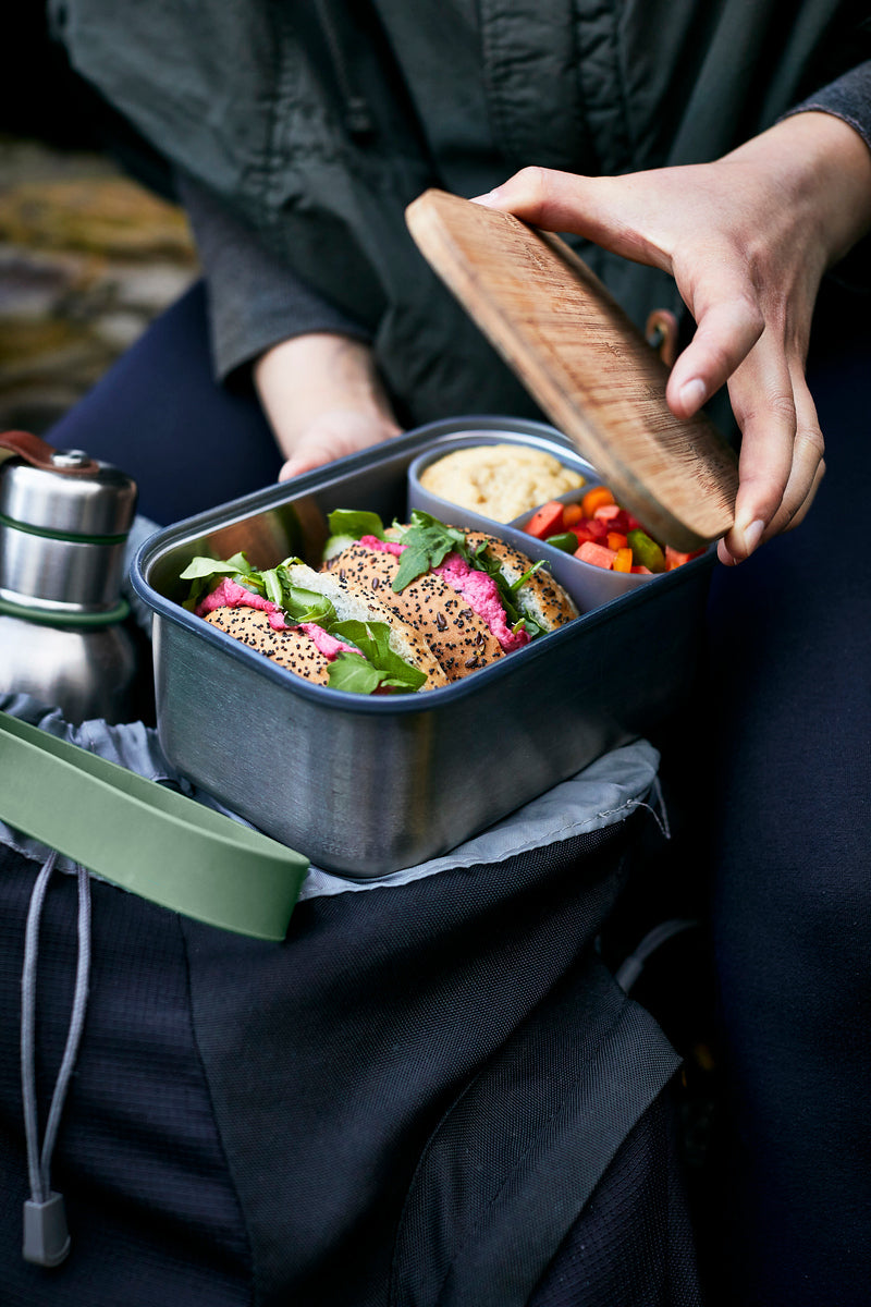 Black+Blum snack box with bamboo lid 1,25 l, olive, BAM-SB-L010