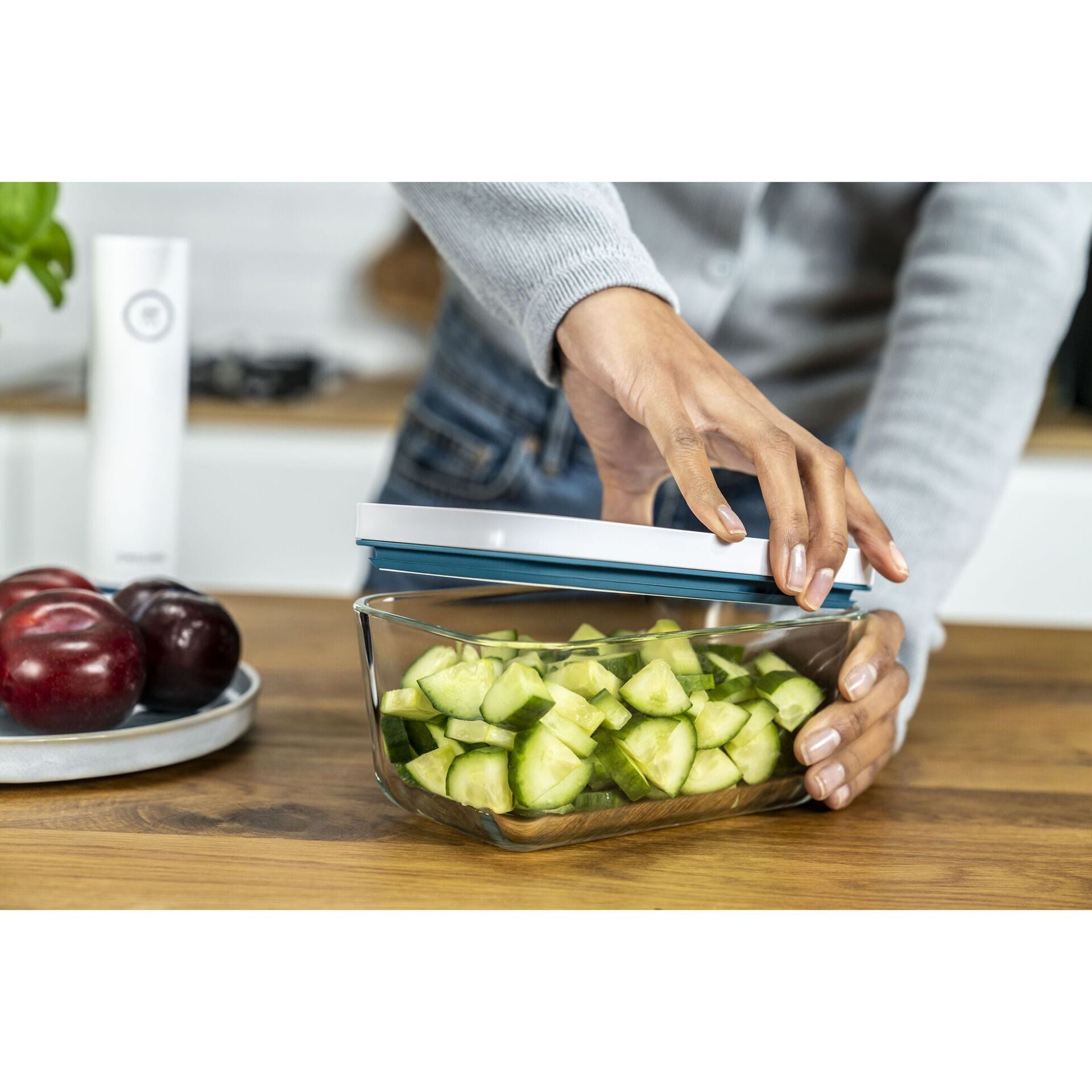 Zwilling Fresh & Save set of vacuum food jars, glass, 3 pcs, sea blue, 1025985