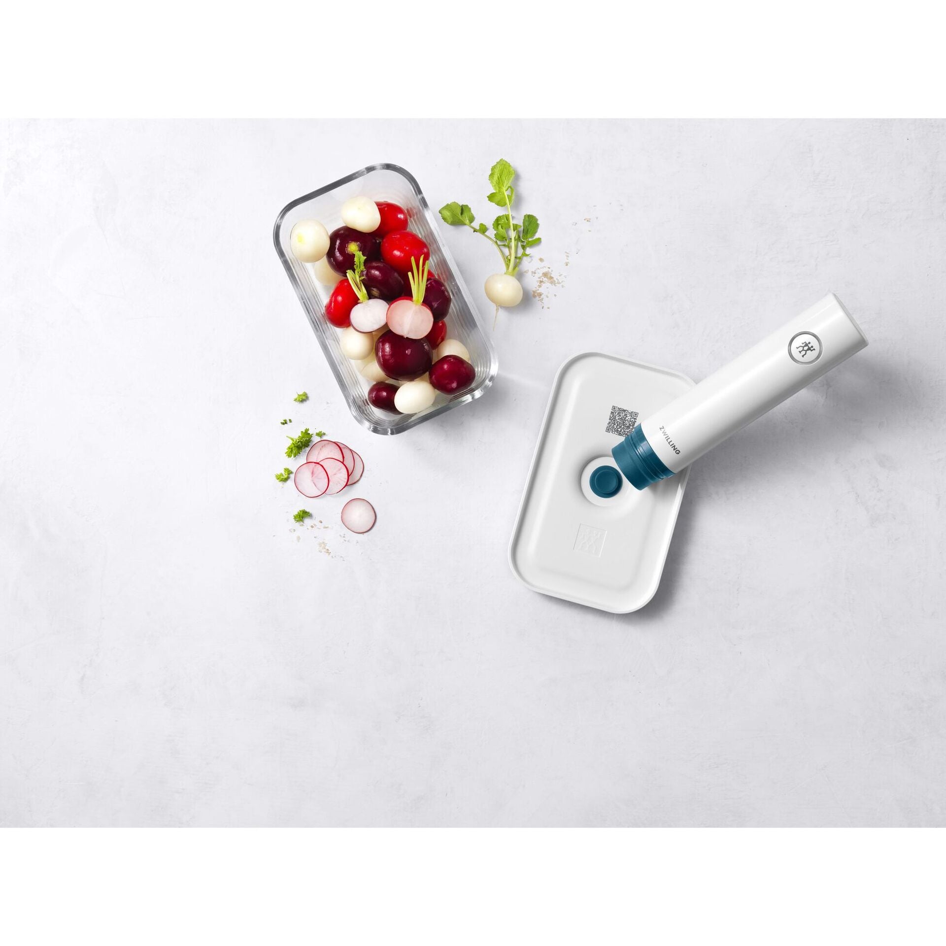 Vákuová dóza na potraviny Zwilling Fresh & Save, sklo M 0,9 l, morská modrá, 36801-302