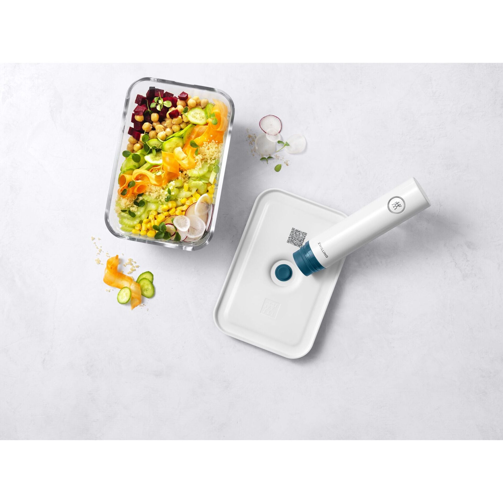 Zwilling Fresh & Save vakuovací dóza na potraviny, skleněná L 2 l, mořská modř, 36801-303