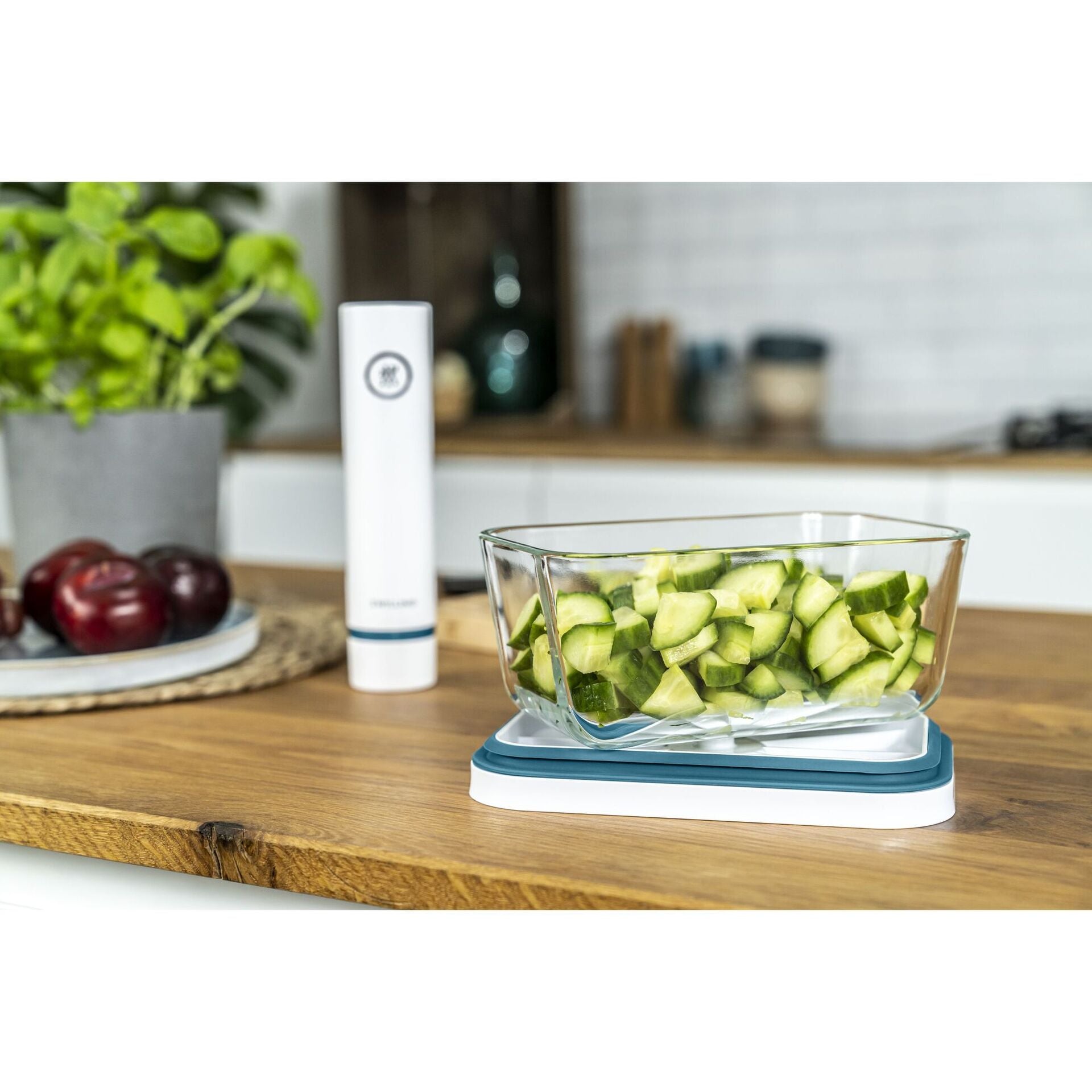 Zwilling Fresh & Save vakuovací dóza na potraviny, skleněná L 2 l, mořská modř, 36801-303
