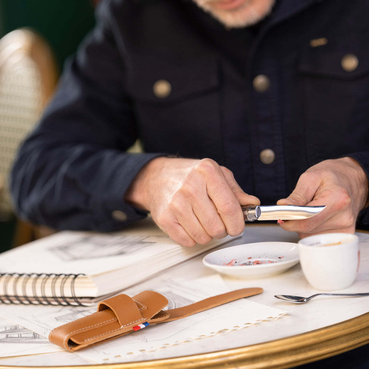 Opinel France leather knife sheath, brown, 002549